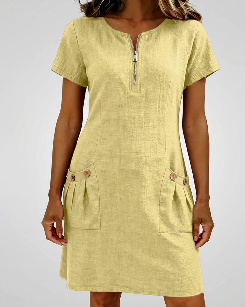 Layna™ | Cotton Dress with Zip Fastening