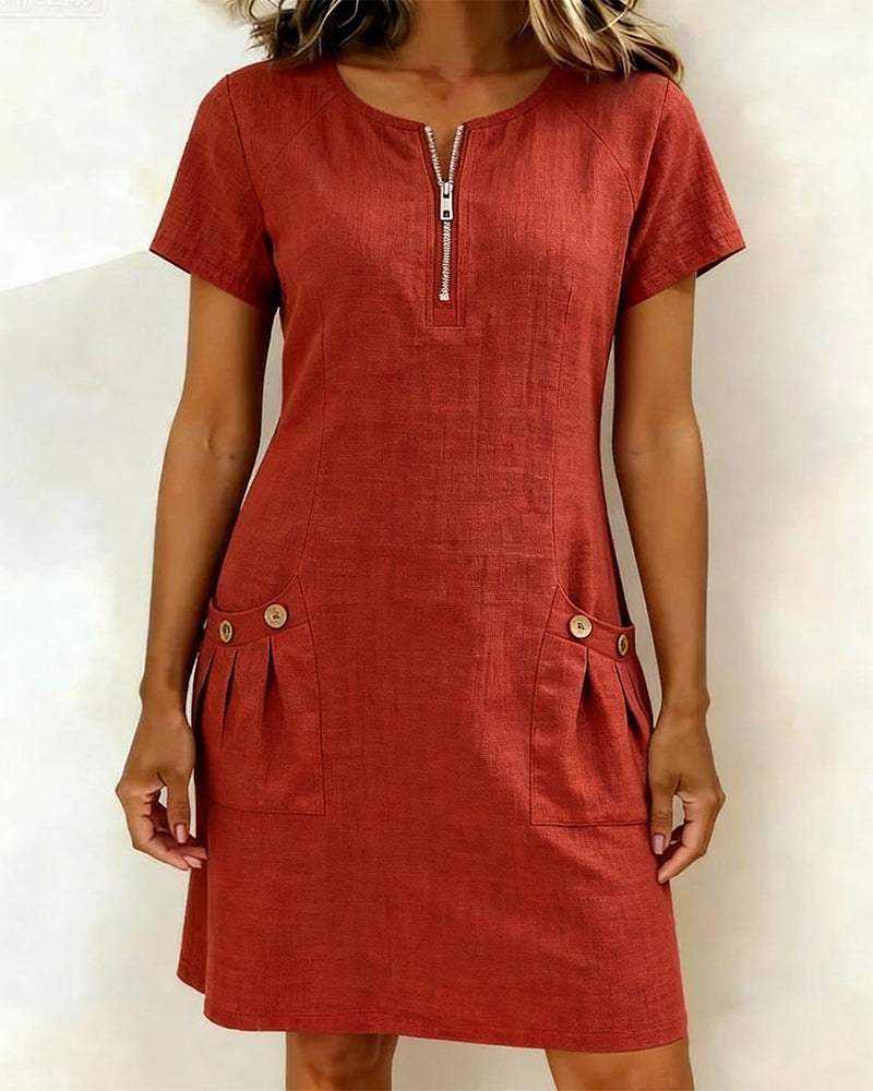 Layna™ | Cotton Dress with Zip Fastening