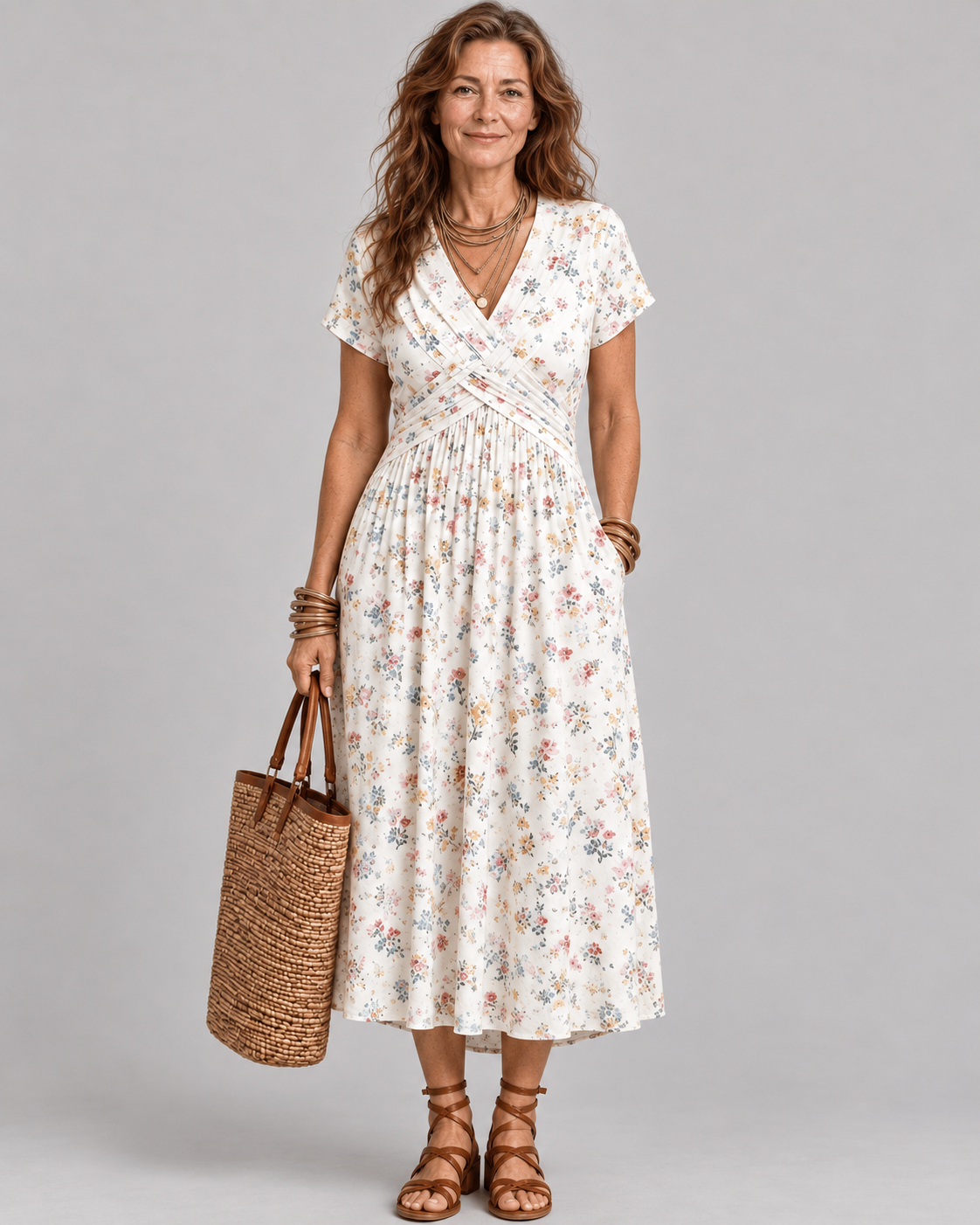 Evelyn | Floral Wrap Midi Dress