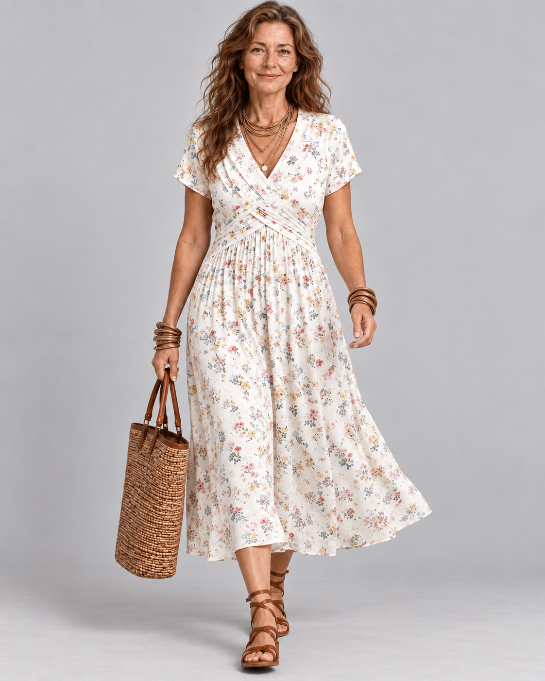 Evelyn | Floral Wrap Midi Dress