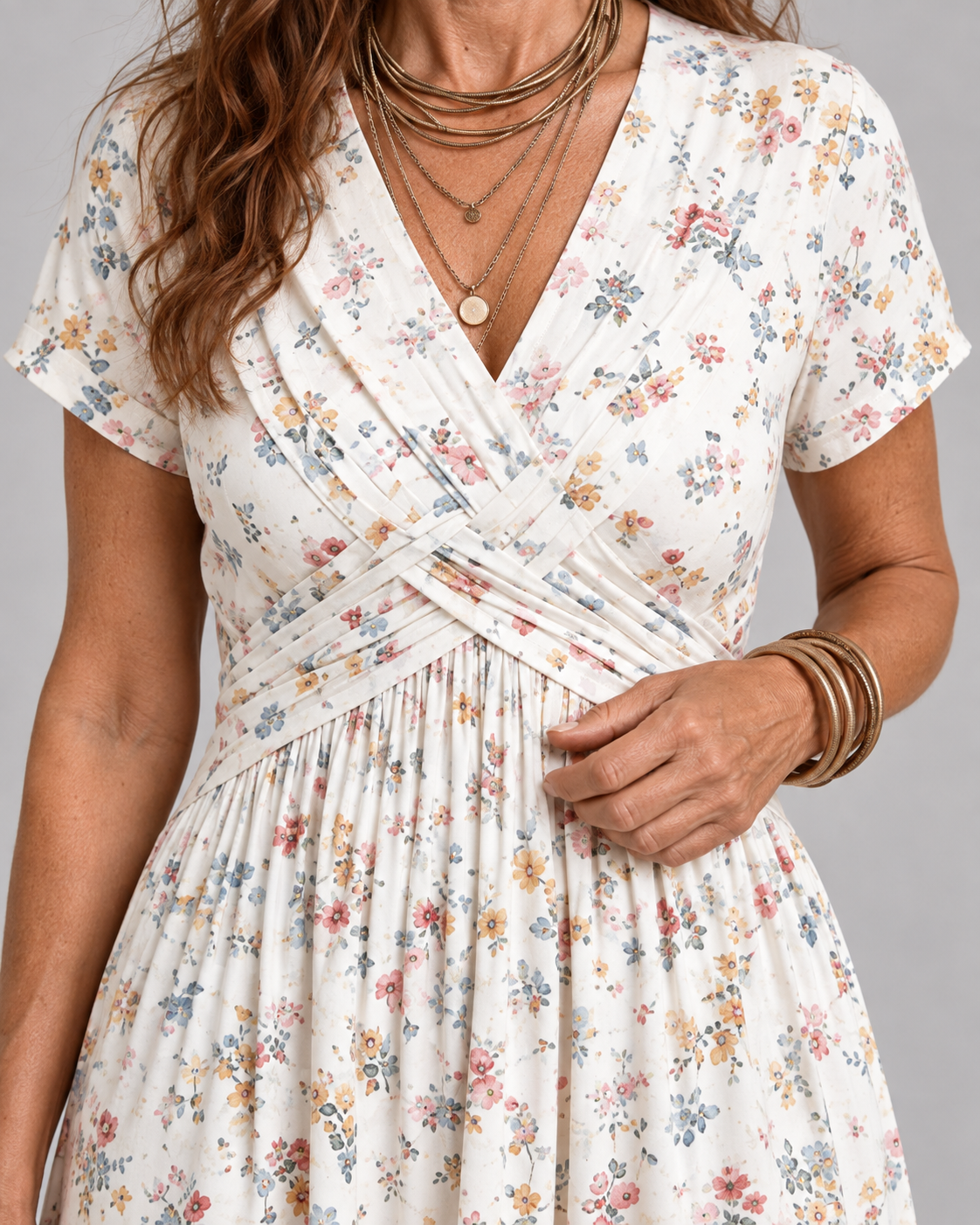 Evelyn | Floral Wrap Midi Dress
