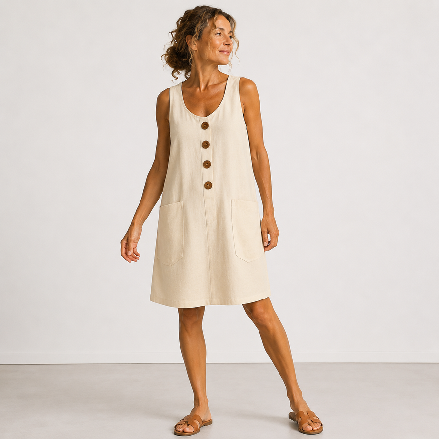 Dahlia | Sleeveless Button-Front Mini Dress with Side Pockets