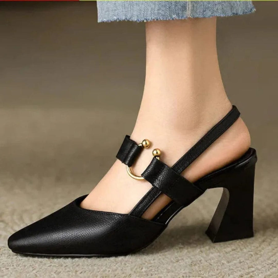 Vera Zala Leather Slingback Heels