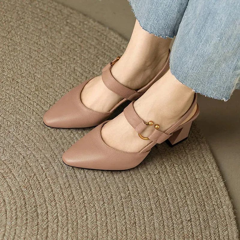 Vera Zala Leather Slingback Heels
