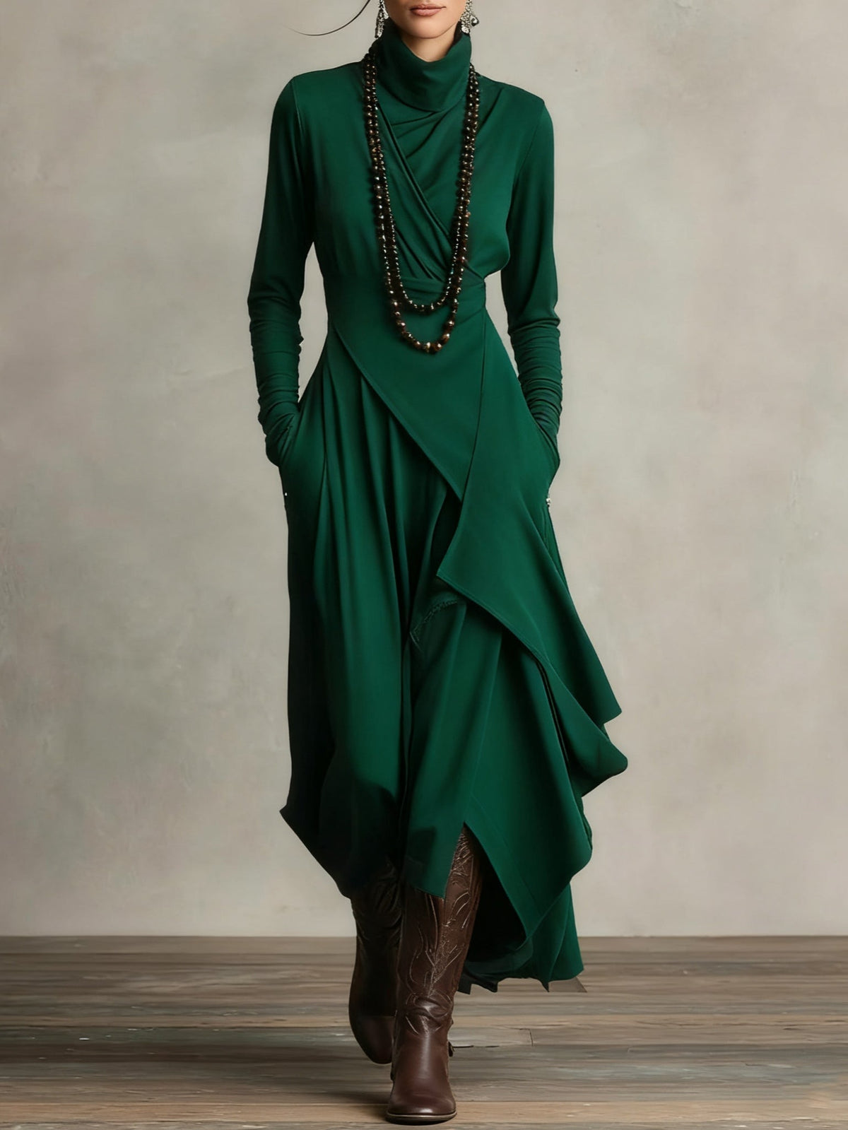 Lori | Vintage Asymmetrical Turtleneck Dress