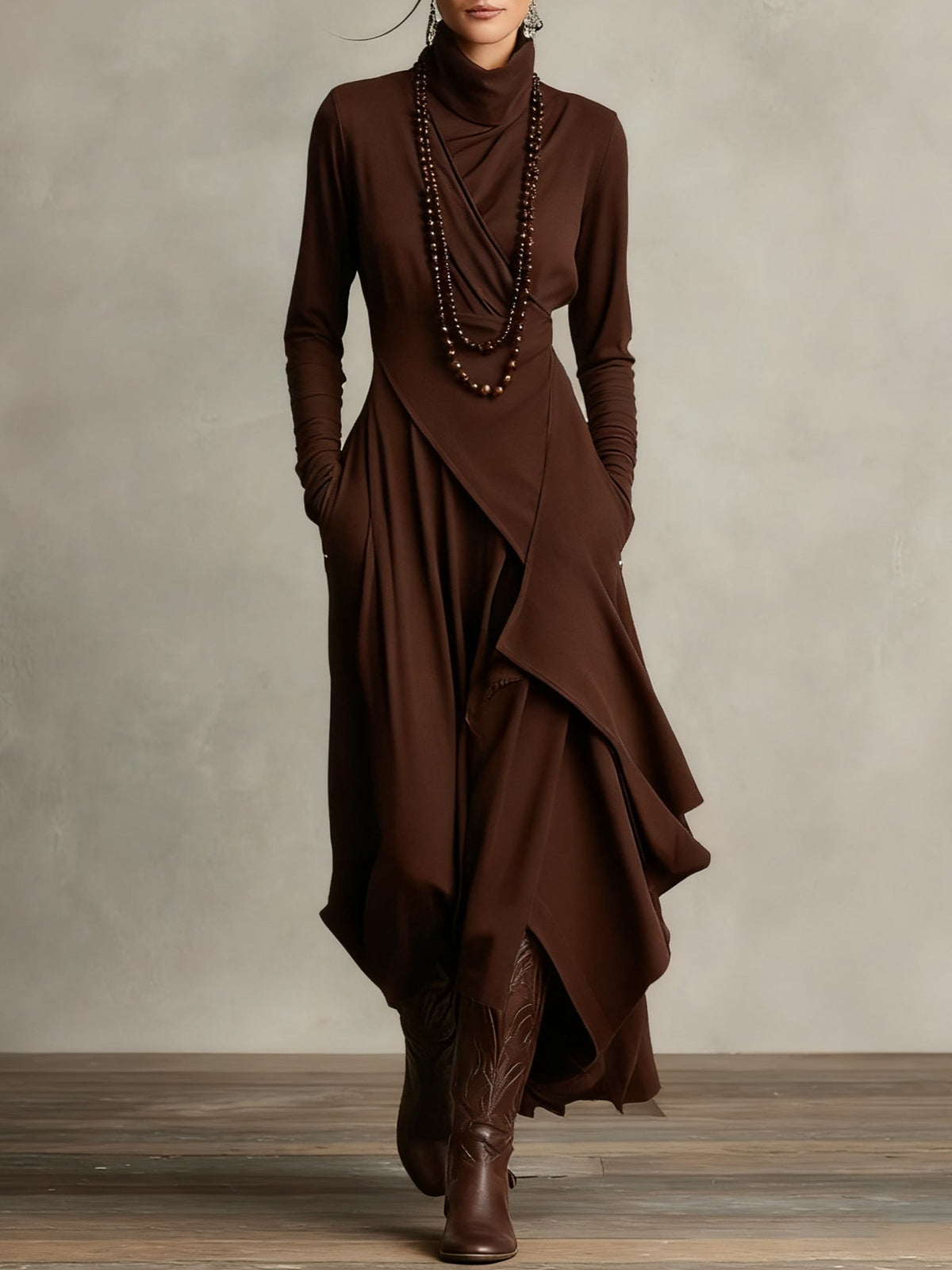 Lori | Vintage Asymmetrical Turtleneck Dress