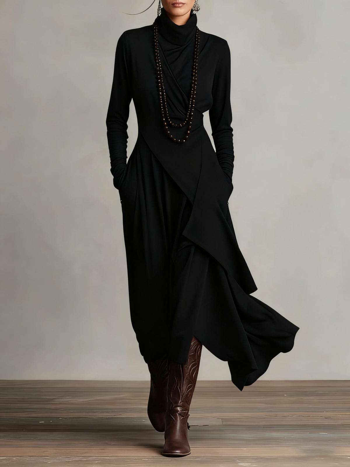 Lori | Vintage Asymmetrical Turtleneck Dress
