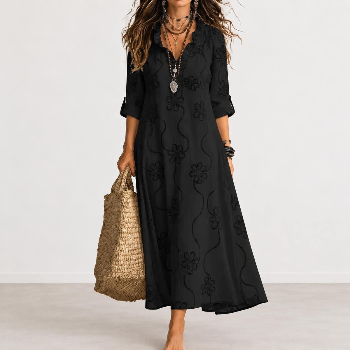 Bobbie floral maxi dress in Black