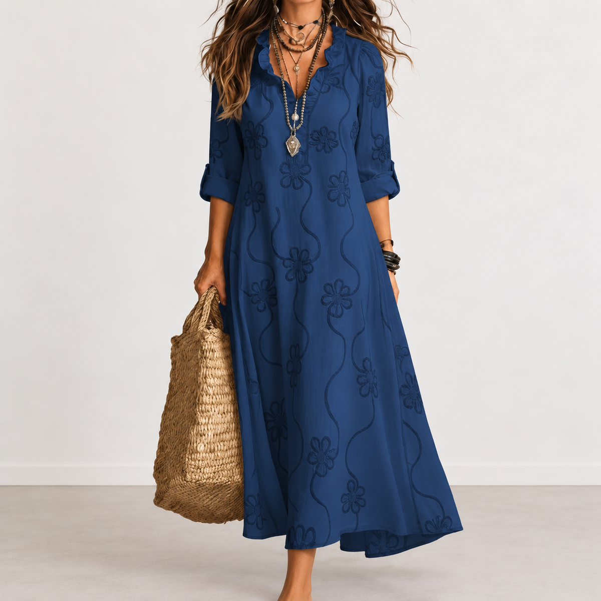 Bobbie floral maxi dress in Navy Blue