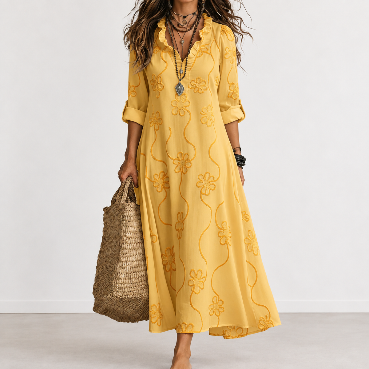 Bobbie floral maxi dress in Yellow
