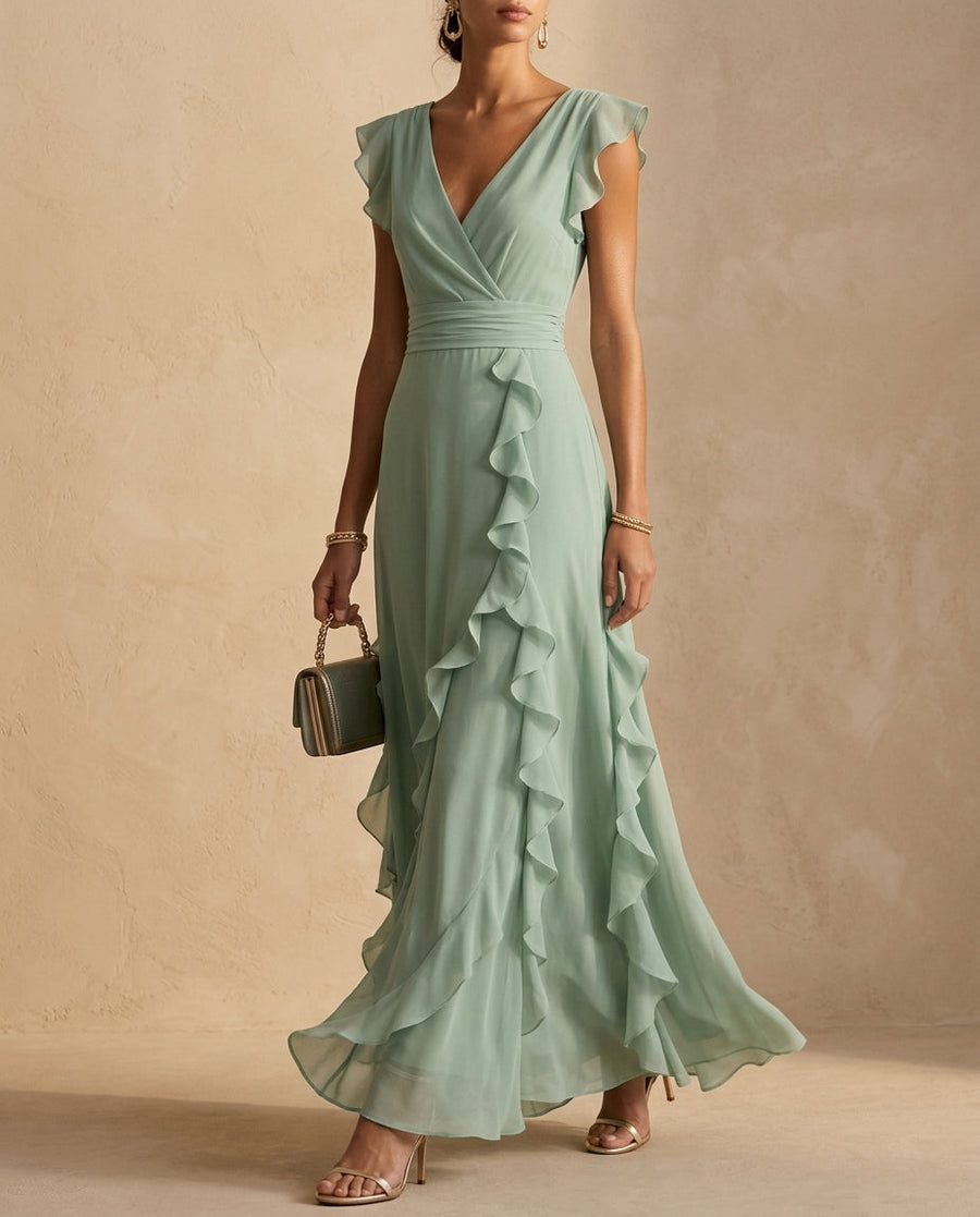 Aurelia Women's Ruffle Wedding Guest Maxi Dress