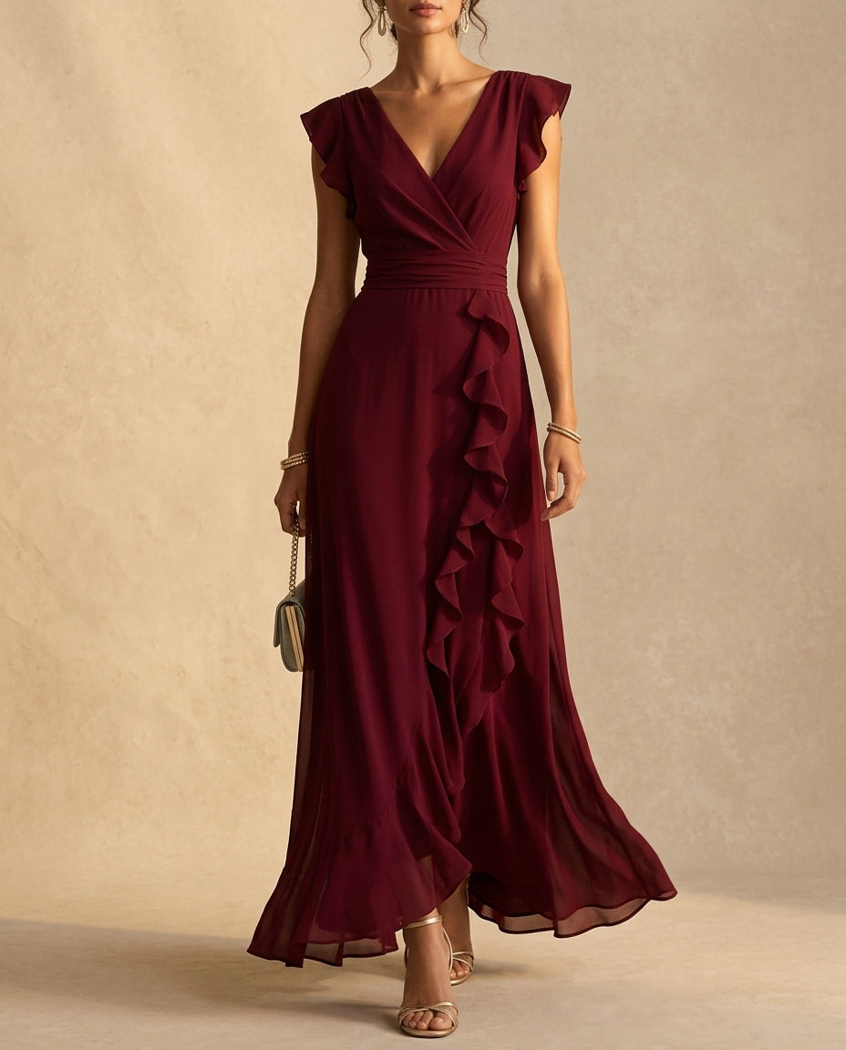 Aurelia Women's Ruffle Wedding Guest Maxi Dress