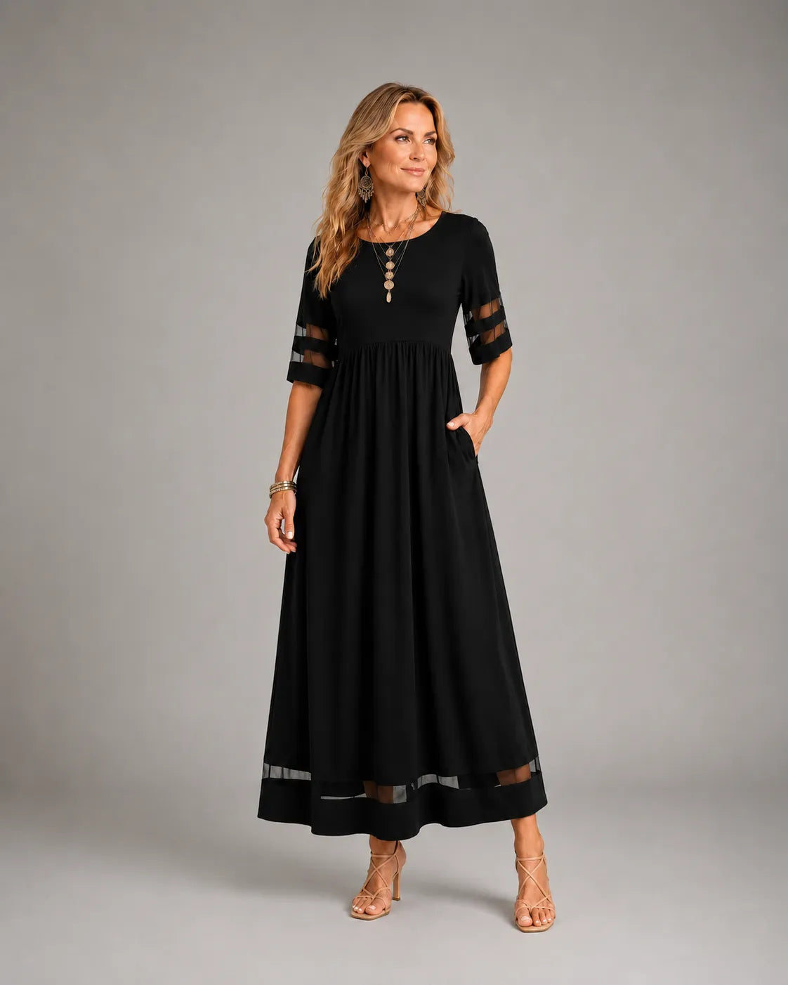 Aubrey™ – Stylish Midi Dress for a Flattering Tummy-Smoothing Fit
