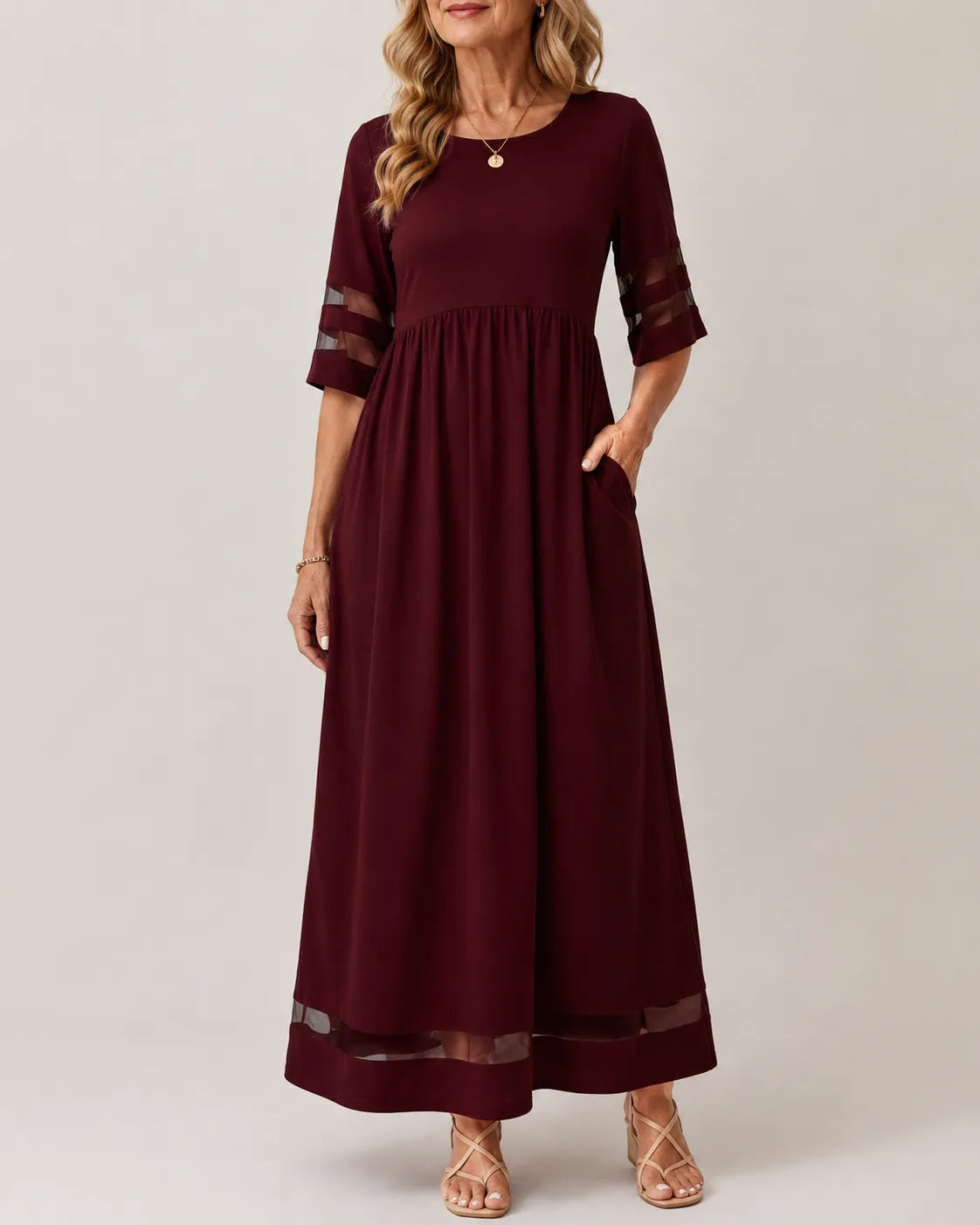 Aubrey™ – Stylish Midi Dress for a Flattering Tummy-Smoothing Fit