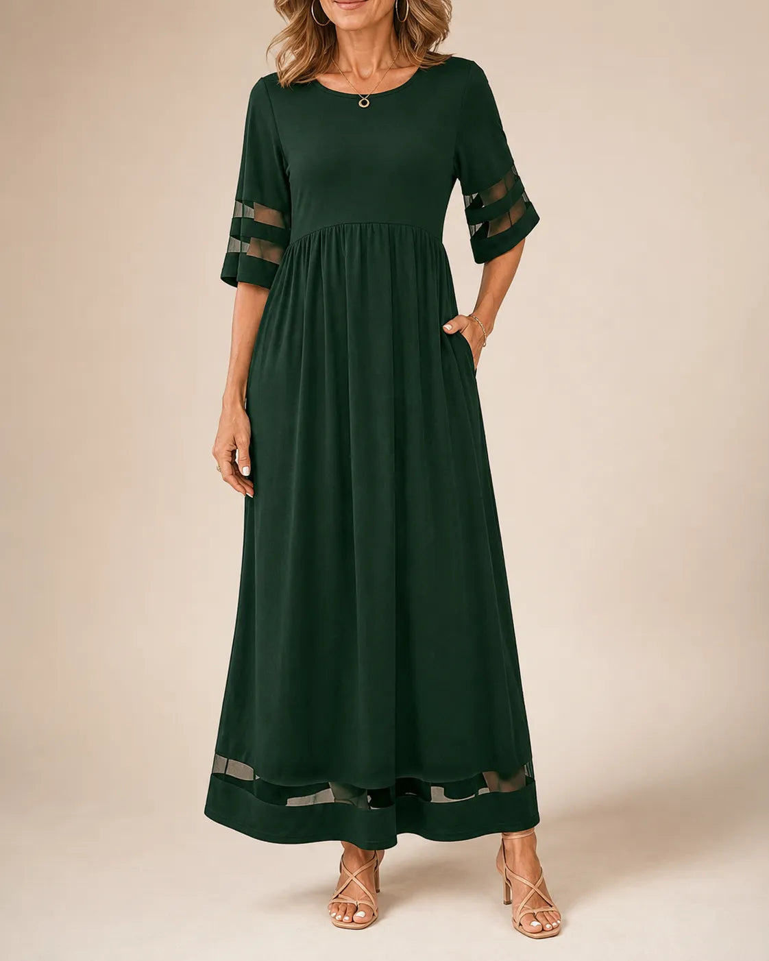 Aubrey™ – Stylish Midi Dress for a Flattering Tummy-Smoothing Fit