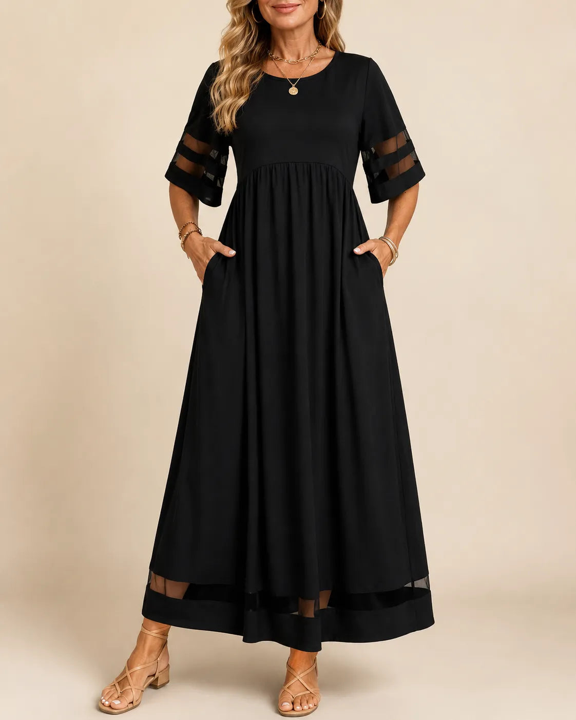Aubrey™ – Stylish Midi Dress for a Flattering Tummy-Smoothing Fit