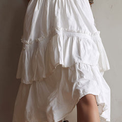 Vintage-Inspired Boho Lace-Trimmed Tiered Midi Corset Dress