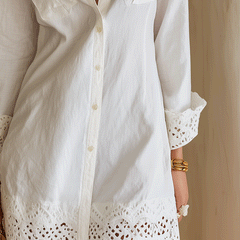 White Mini Dress with Bohemian Eyelet Hem for Resort Wear