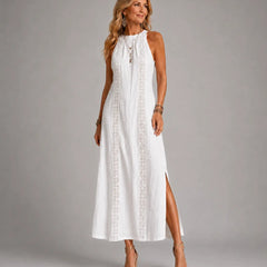 Jimena | Casual Embroidered Mandarin Collar Midi Dress