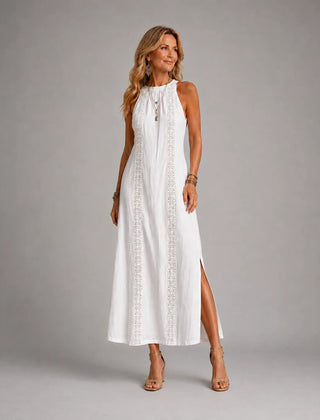 Jimena | Casual Embroidered Mandarin Collar Midi Dress