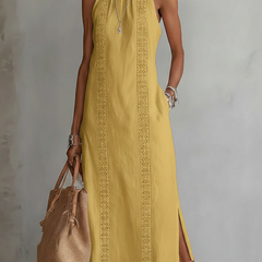 Jimena | Casual Embroidered Mandarin Collar Midi Dress