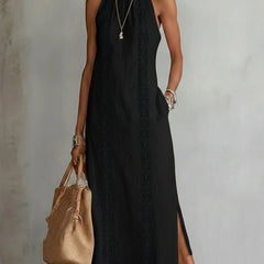Jimena | Casual Embroidered Mandarin Collar Midi Dress
