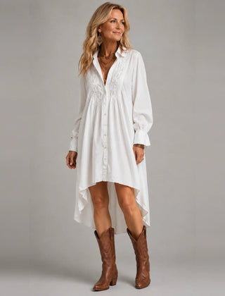 Lucia | Lace-Embellished Shirt Dress