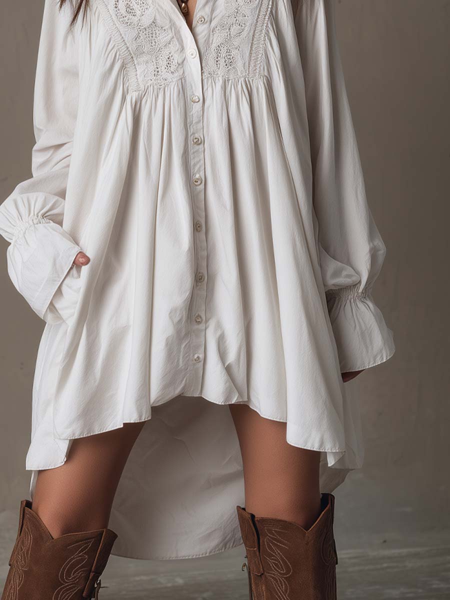 Lucia | Lace-Embellished Shirt Dress