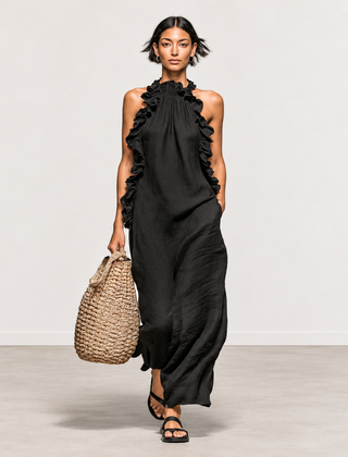 Evelyn Melbourne — ruffle halter maxi dress — view 0