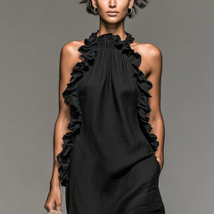 Evelyn Melbourne — ruffle halter maxi dress — view 2