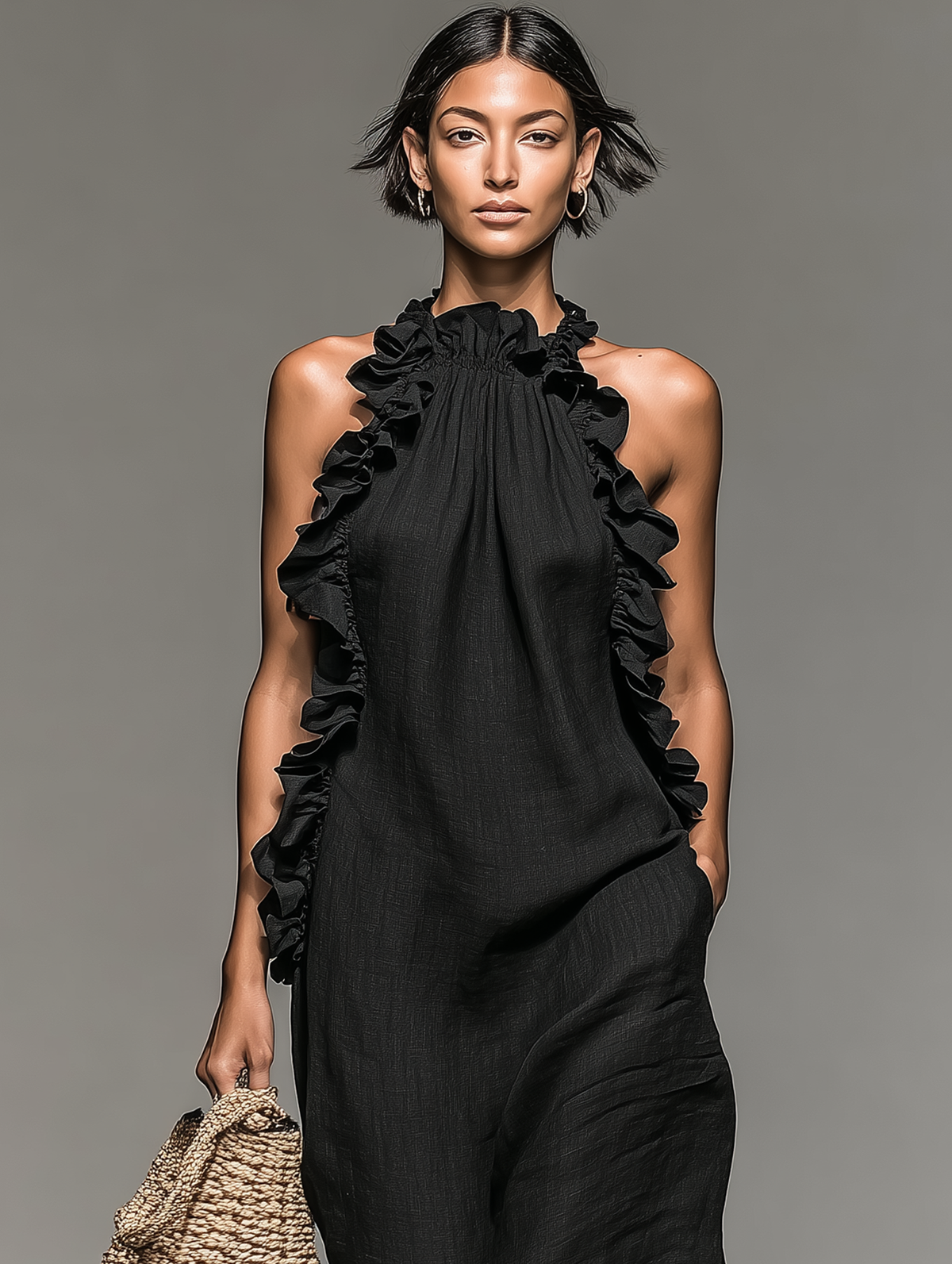 Evelyn Melbourne — ruffle halter maxi dress — view 2