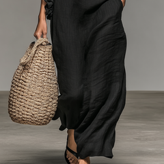 Evelyn Melbourne — ruffle halter maxi dress — view 3