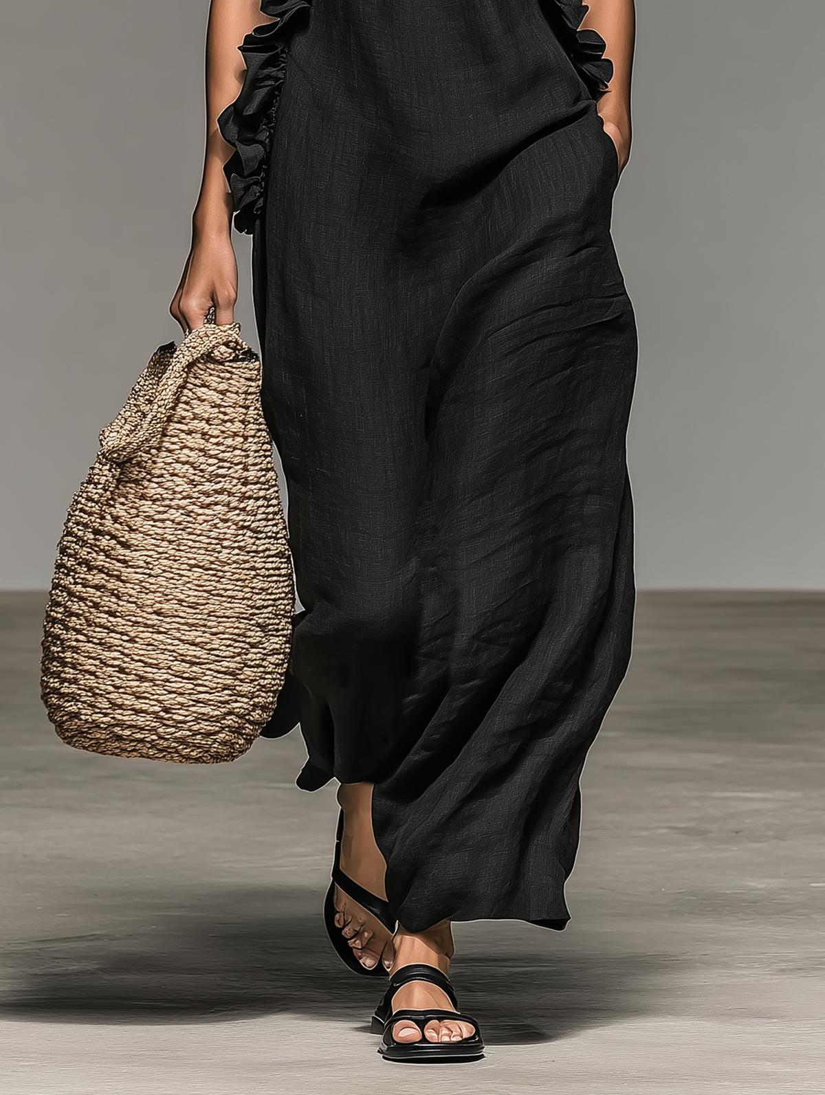 Evelyn Melbourne — ruffle halter maxi dress — view 3