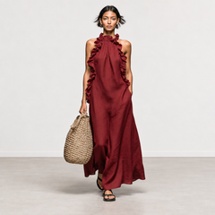 Evelyn Melbourne — ruffle halter maxi dress — view 4