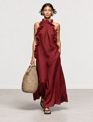 Evelyn Melbourne — ruffle halter maxi dress — view 4
