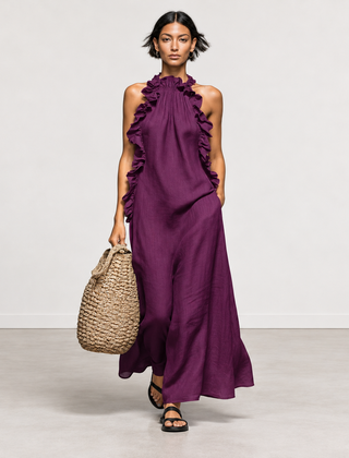 Evelyn Melbourne — ruffle halter maxi dress — view 6