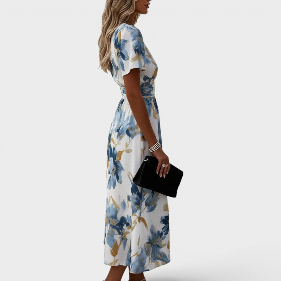 Evelyn Melbourne — watercolour floral midi dress — view 1