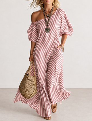 Evelyn Melbourne — striped asymmetric dress — view 0