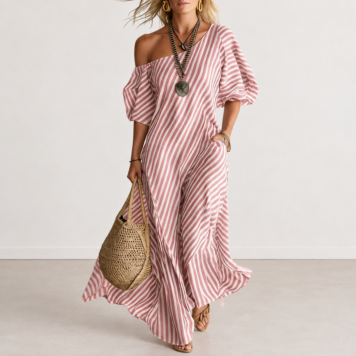 Evelyn Melbourne — striped asymmetric dress — view 0