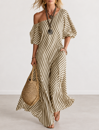 Evelyn Melbourne — striped asymmetric dress — view 2