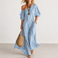 Evelyn Melbourne — striped asymmetric dress — view 3