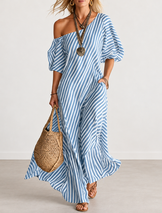 Evelyn Melbourne — striped asymmetric dress — view 3