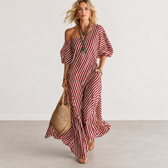 Evelyn Melbourne — striped asymmetric dress — view 4