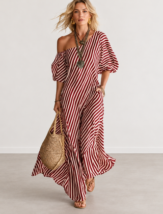 Evelyn Melbourne — striped asymmetric dress — view 4