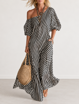Evelyn Melbourne — striped asymmetric dress — view 5