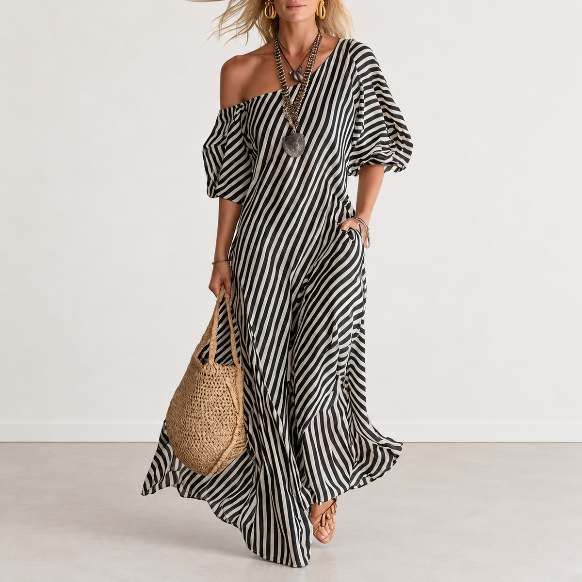 Evelyn Melbourne — striped asymmetric dress — view 5
