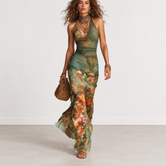 Evelyn Melbourne — painterly floral maxi dress — view 0
