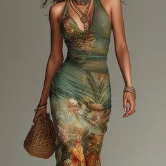 Evelyn Melbourne — painterly floral maxi dress — view 5