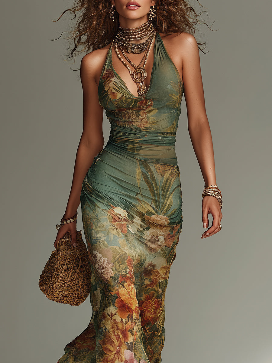 Evelyn Melbourne — painterly floral maxi dress — view 5