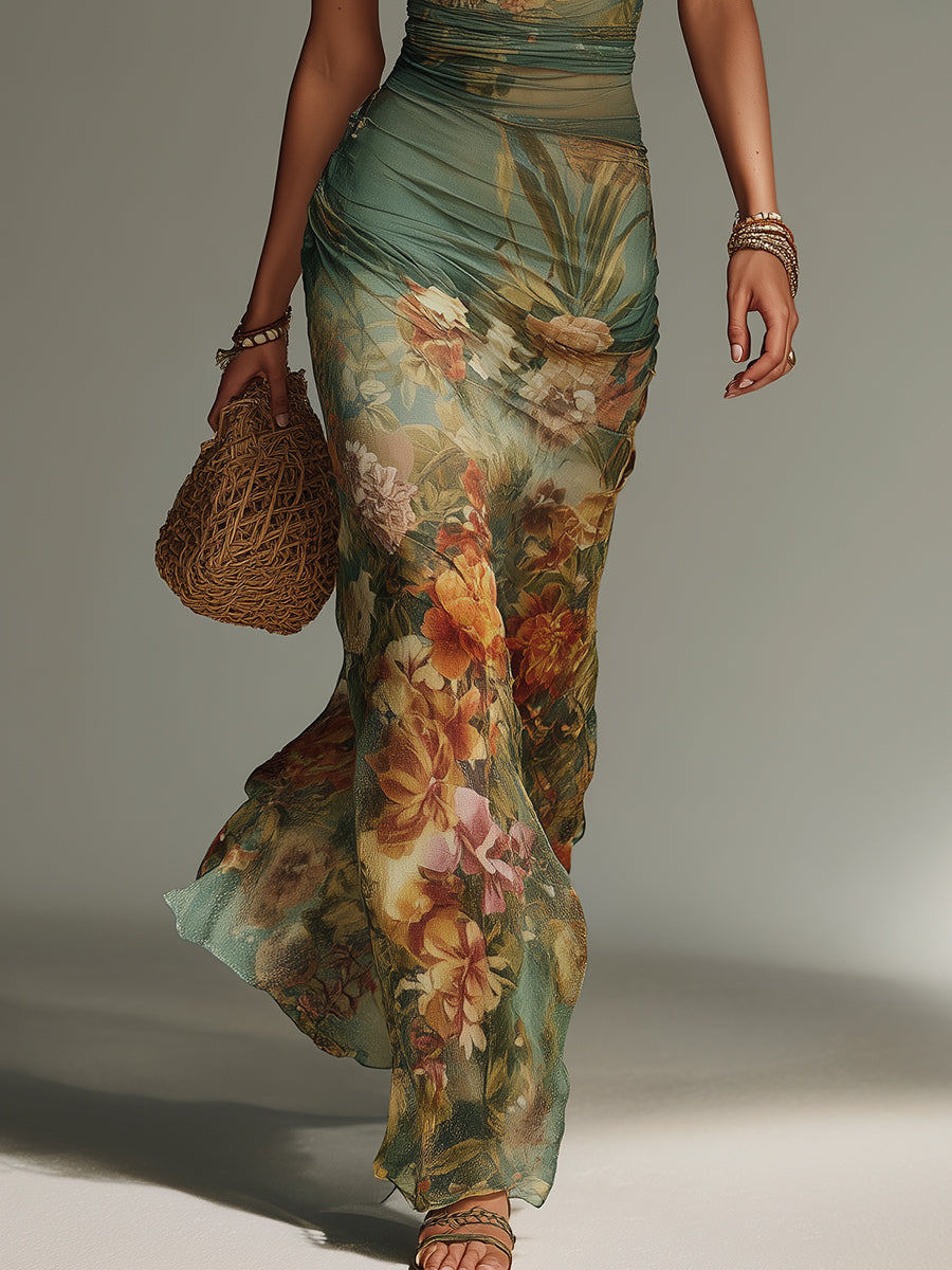 Evelyn Melbourne — painterly floral maxi dress — view 6